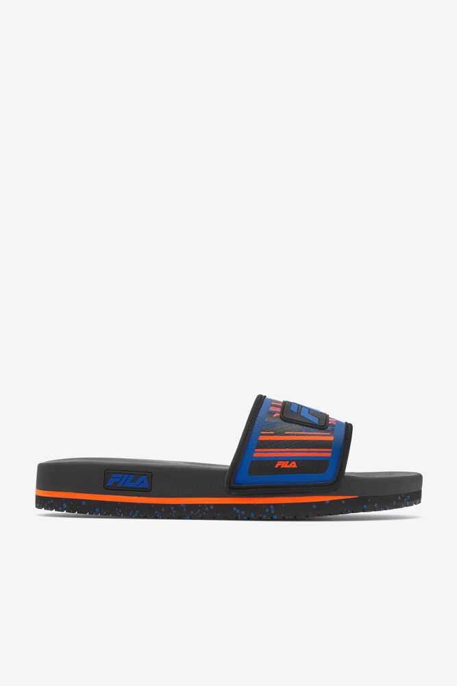 Black Blue Red Orange Men's FILA Lunar Flip Flops | USA-476253