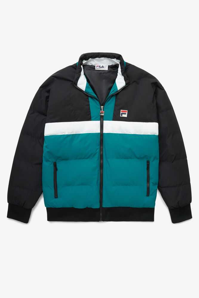 Black Blue White Men's FILA Fausto Ski Jackets | USA-875923