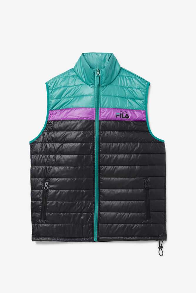 Black Green Purple Men's FILA Tri Vest | USA-648293