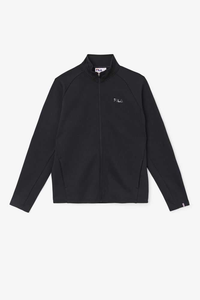 Black Men's FILA Commuter Track Jackets | USA-163897