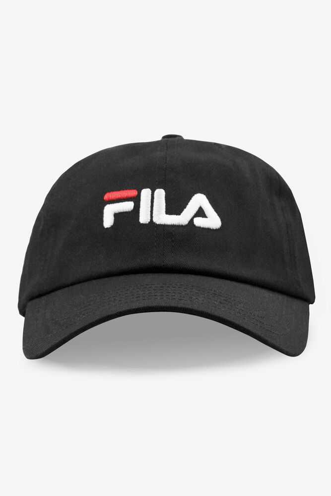 Black Men's FILA Embroidered Baseball Cap | USA-16150