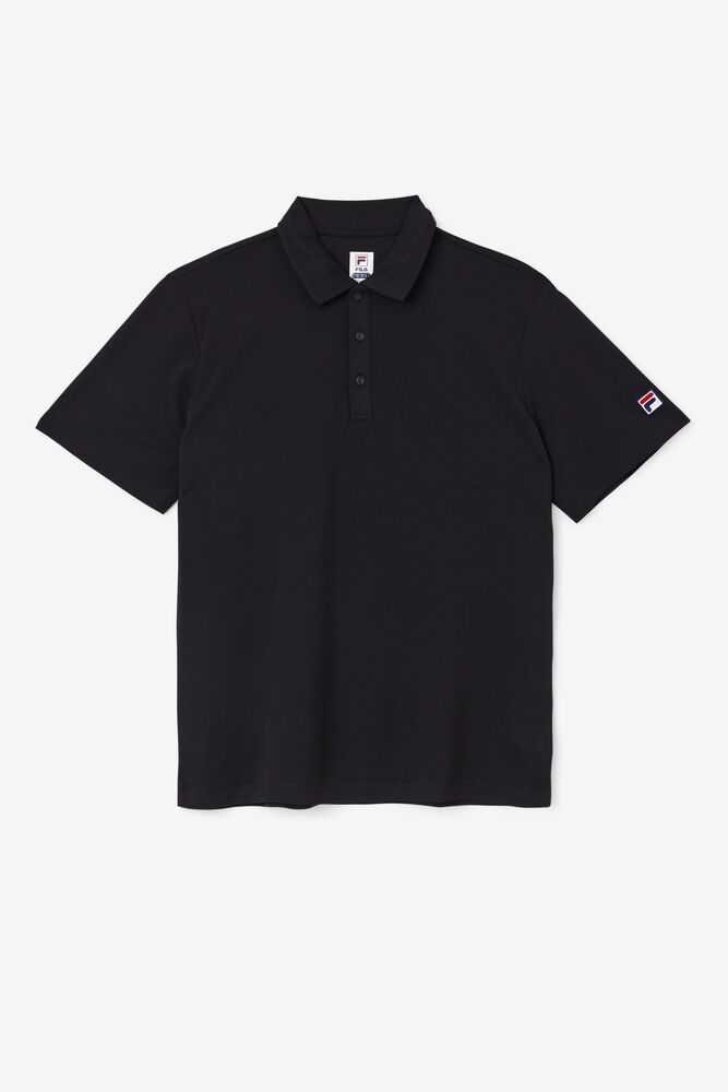 Black Men's FILA Essentials Tennis Polo | USA-16042