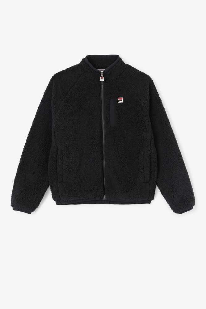 Black Men's FILA Yuri Fleece Jackets | USA-764931