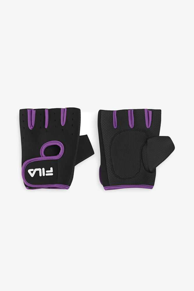 Black Purple Men's FILA Fitness Gloves | USA-16114