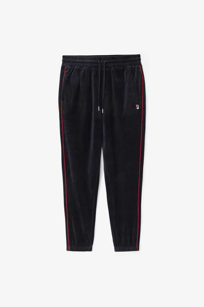 Black Red Green Men's FILA Deverall Velour Pants | USA-857260