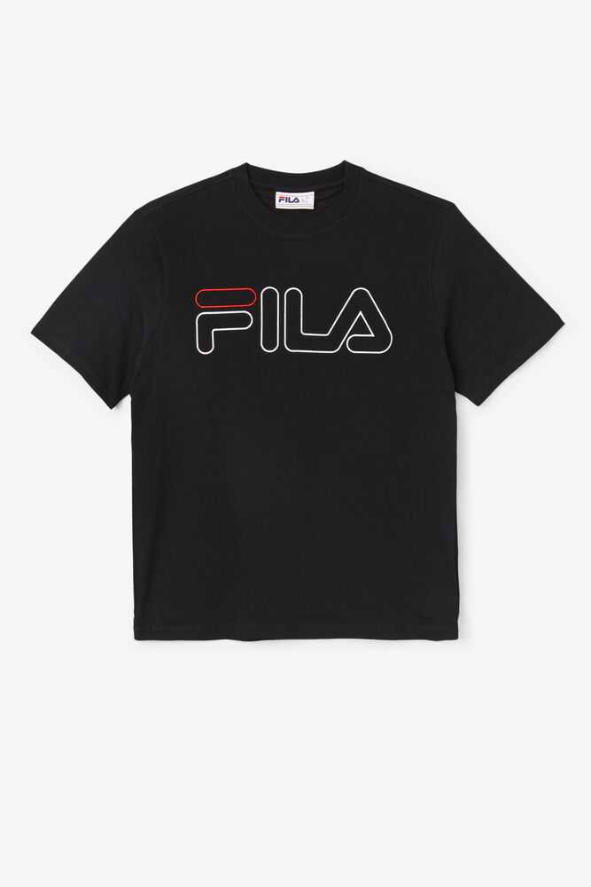 Black Red Men's FILA Borough T-shirts | USA-056243