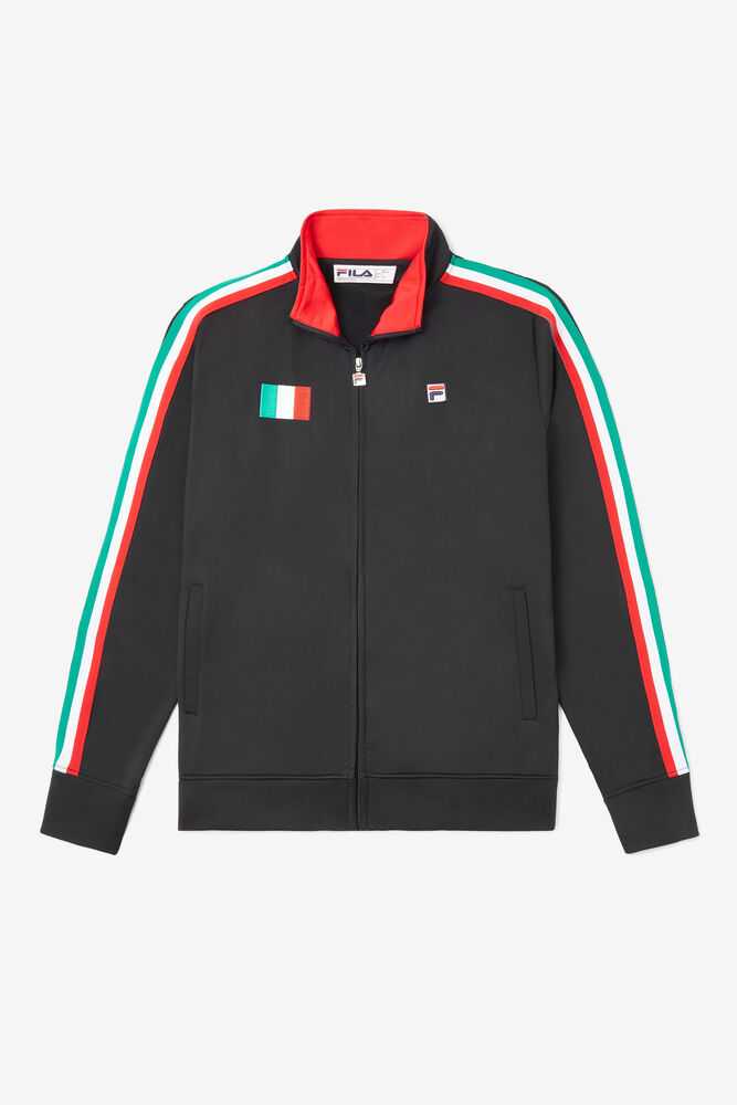 Black Red Men's FILA Italy Track Jackets | USA-16162