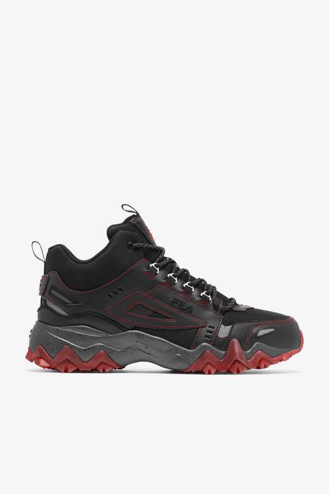 Black Red Men's FILA Oakmont Tr Mid Sneakers | USA-123780