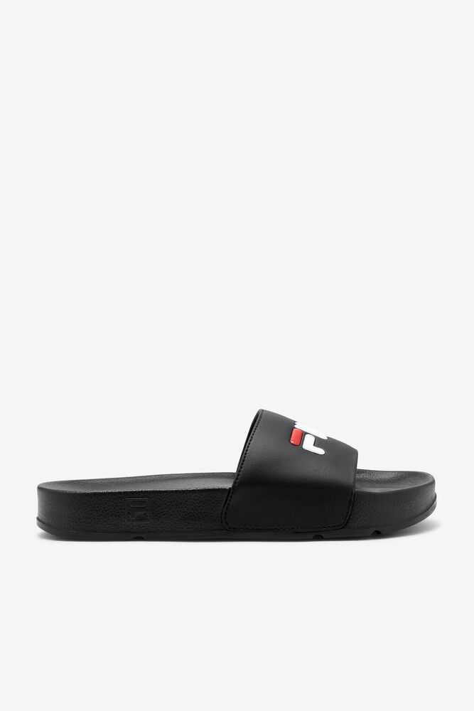 Black Red White Men's FILA Drifter Flip Flops | USA-16127