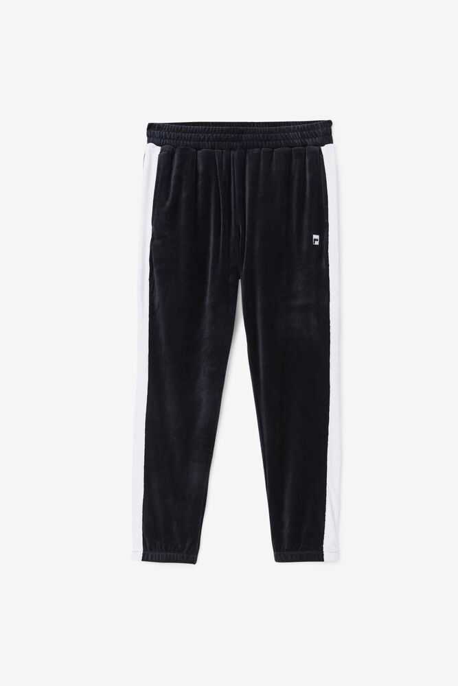 Black White Men's FILA Brice Velour Pants | USA-065872