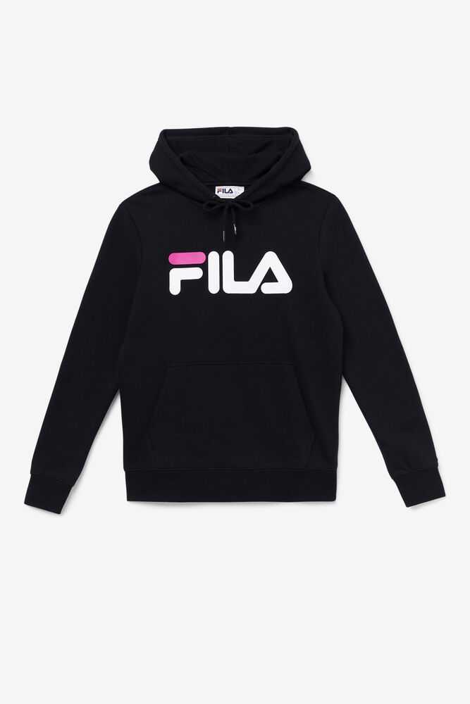 Black White Pink Women's FILA Lucy Hoodie | USA-15644