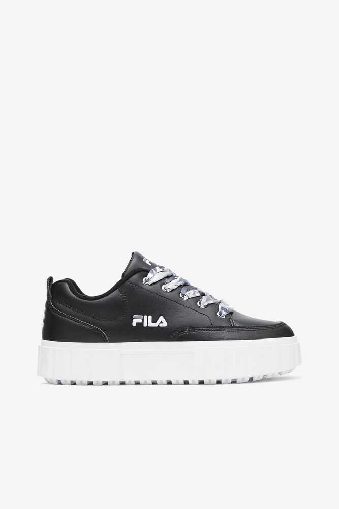 Black White Women's FILA Sandblast Sneakers | USA-15855