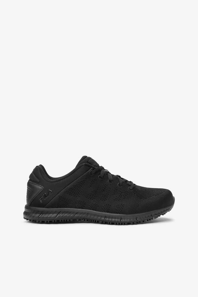 Black Women's FILA Memory Techknit Slip Resistant Shoes | USA-15144