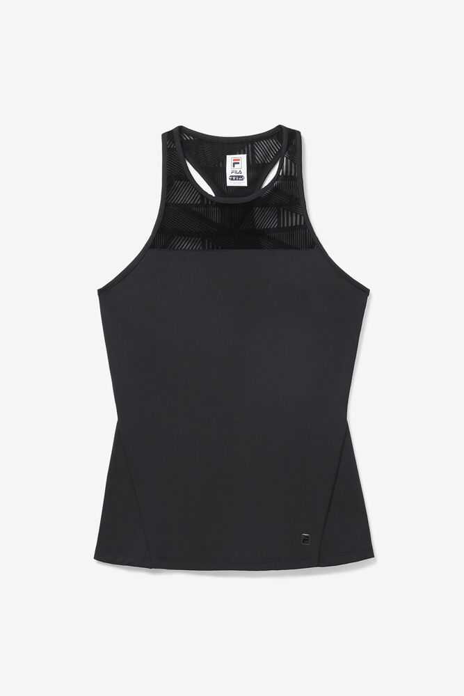 Black Women's FILA Slice Tennis Tank Top | USA-15273