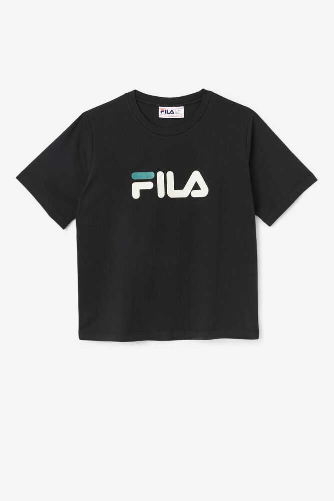 Black Women's FILA Thea T-shirts | USA-15693