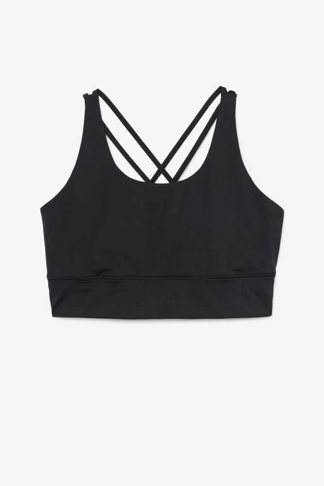 Black Women's FILA Uplift Cross Back Sport Bra | USA-15441