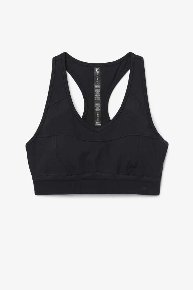 Black Women's FILA Uplift Racerback Sport Bra | USA-15442