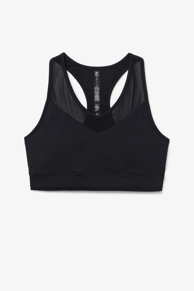 Black Women's FILA Uplift Racerback Sport Bra | USA-15465