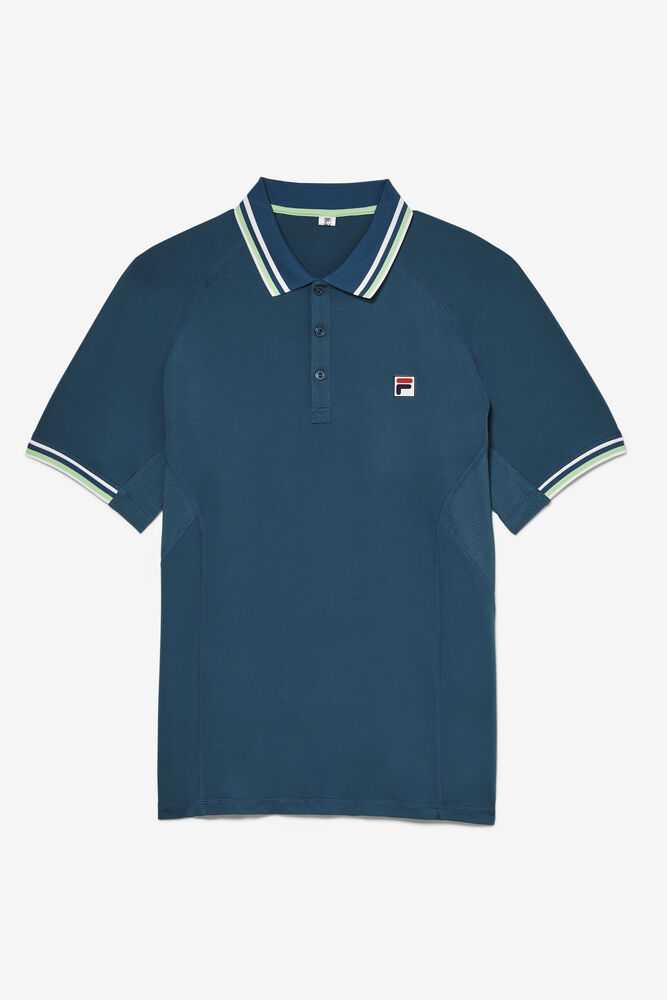 Blue Coral Men's FILA Baseline Tennis Polo | USA-16059