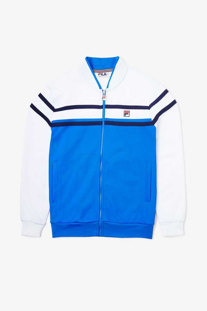 Blue White Navy Men's FILA Naso Track Jackets | USA-16180