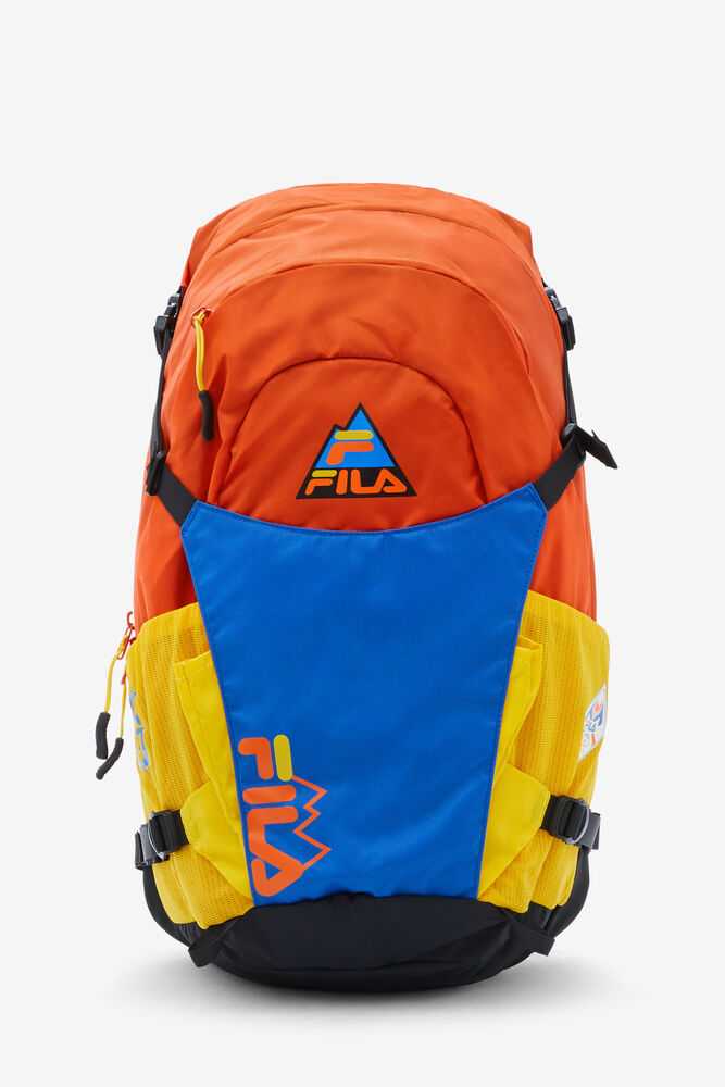 Brown Orange Blue Lemon Men's FILA Trail Backpack | USA-16134