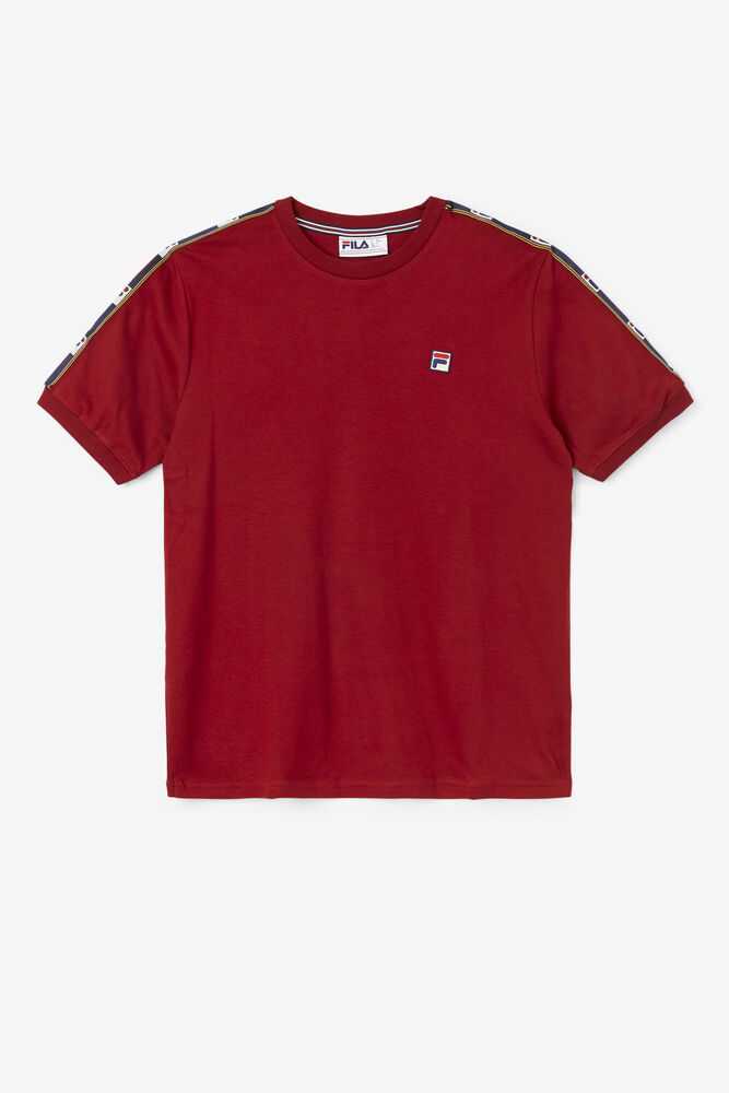 Burgundy Men's FILA Oliver T-shirts | USA-504269