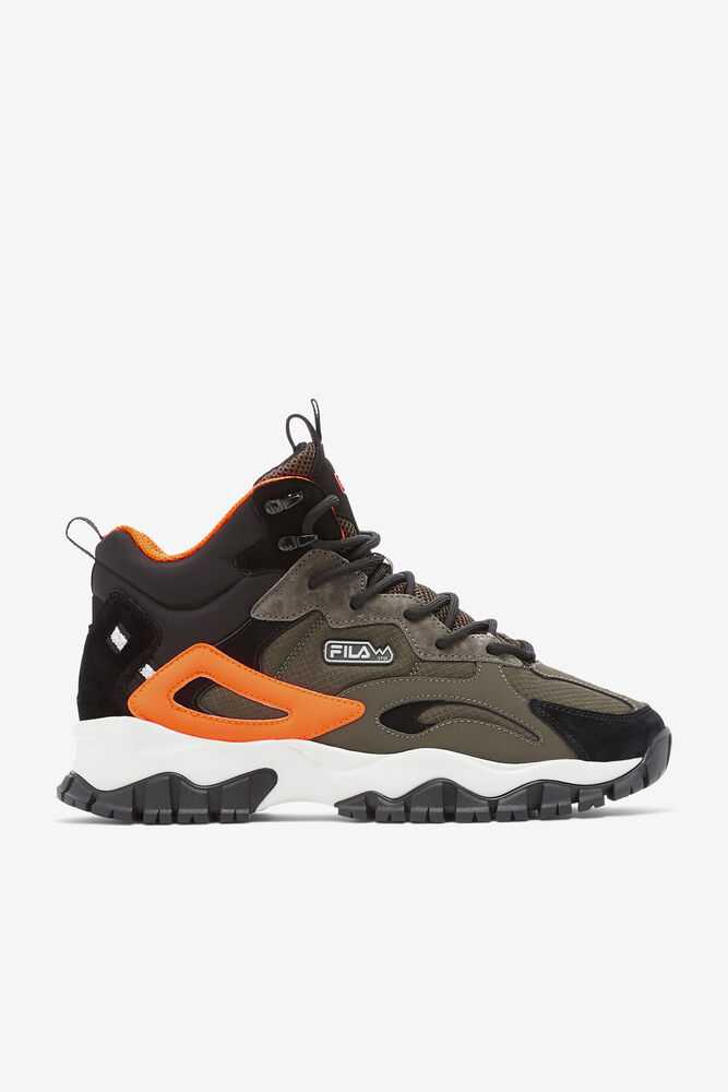 Camo Black Orange Men's FILA Ray Tracer Tr 2 Mid Sneaker Boots | USA-462908