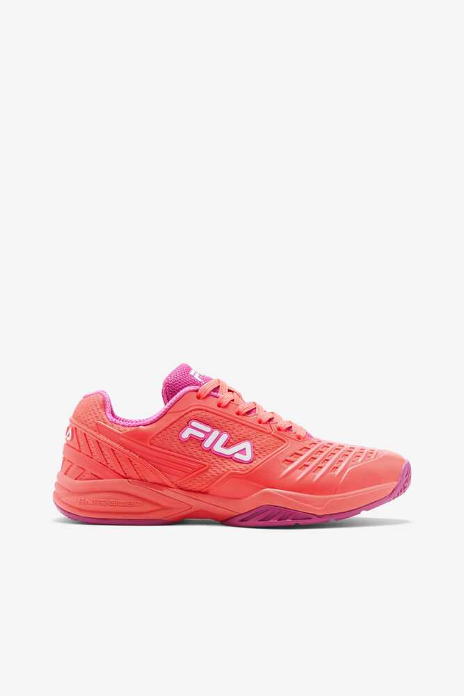 Coral Fuchsia White Women's FILA Axilus 2 Energized Tennis Shoes | USA-15241