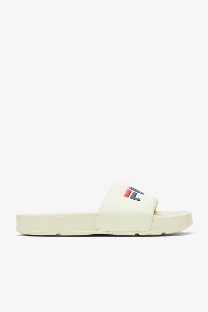 Cream Navy Red Men's FILA Drifter Flip Flops | USA-148692