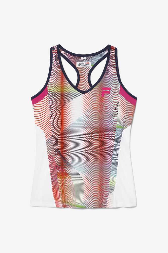 Fluorescent White Navy Women's FILA Baseline Tennis Tank Top | USA-15287