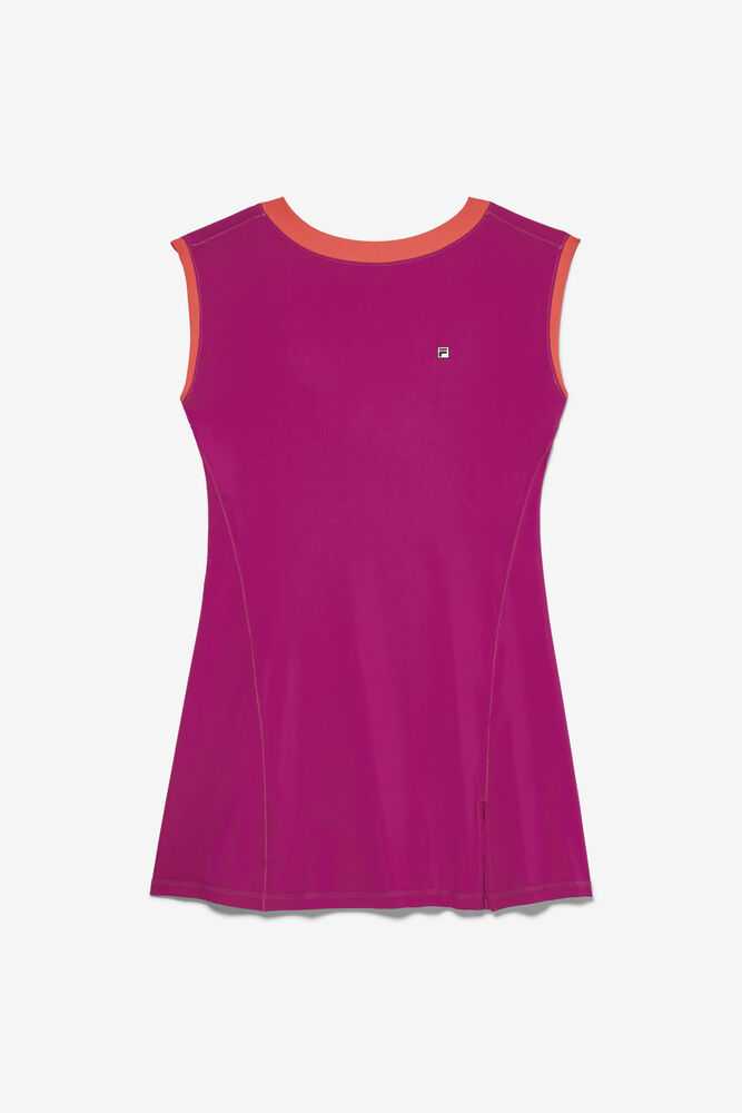 Fuchsia Coral Women's FILA Baseline Tennis Dress | USA-15216