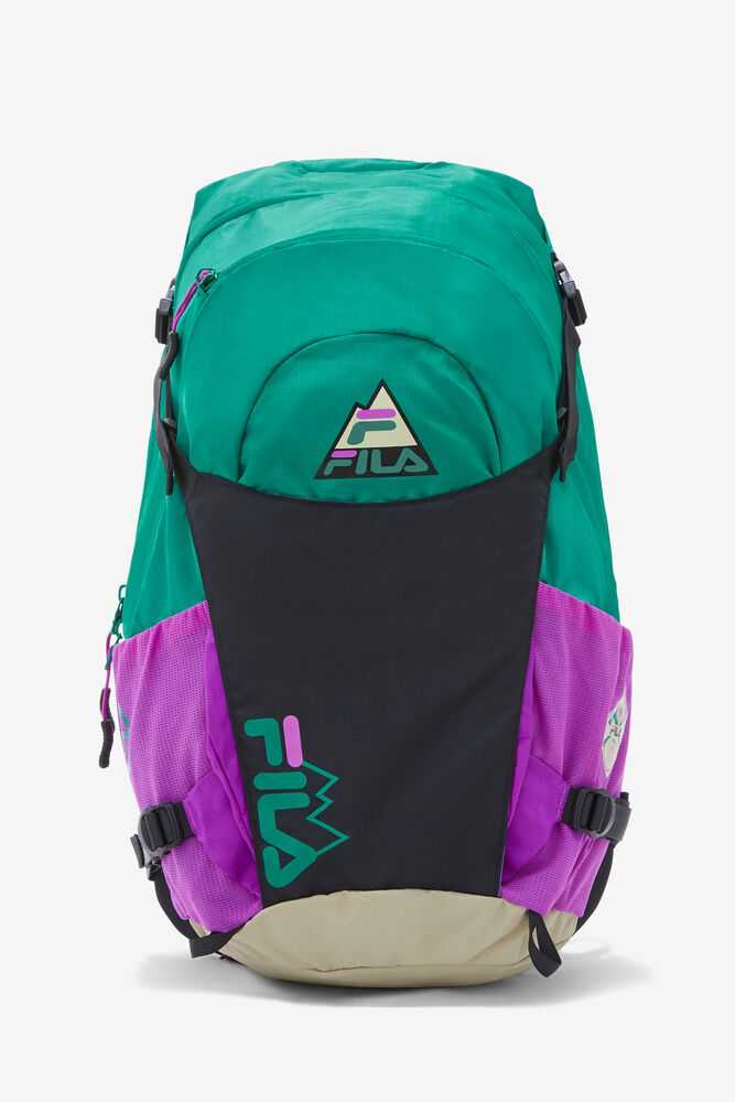 Green Black Purple Flower Men's FILA Trail Backpack | USA-16136