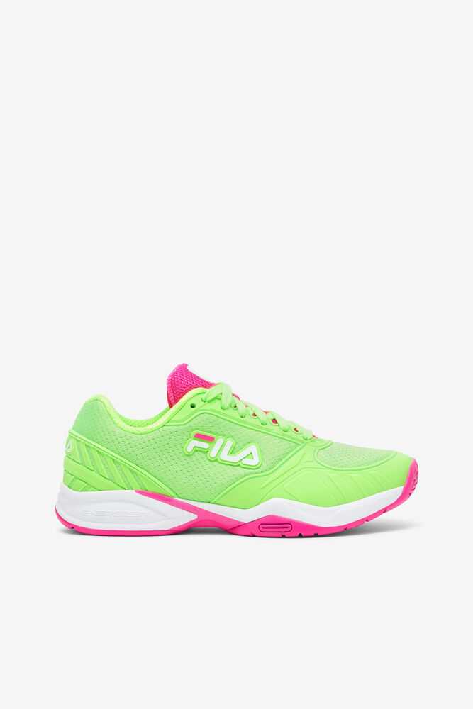 Green White Pink Women's FILA Volley Zone Pickleball Shoes | USA-15330