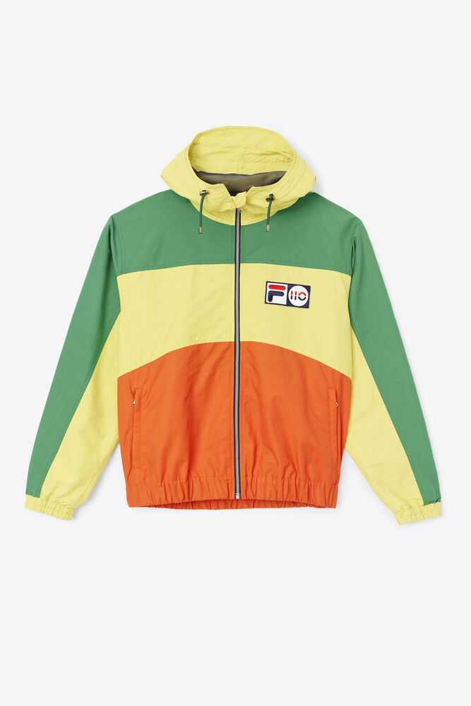 Green Yellow Orange Men's FILA Performance Track Jackets | USA-504198