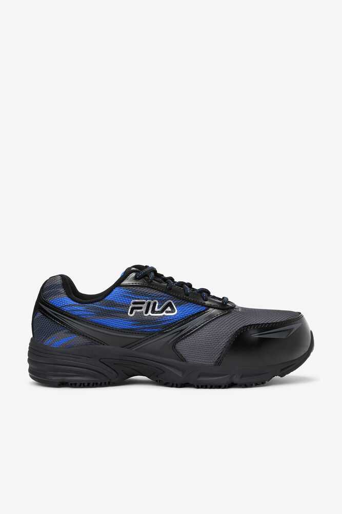 Grey Black Blue Men's FILA Memory Meira 2 Composite Toe Shoes | USA-15924