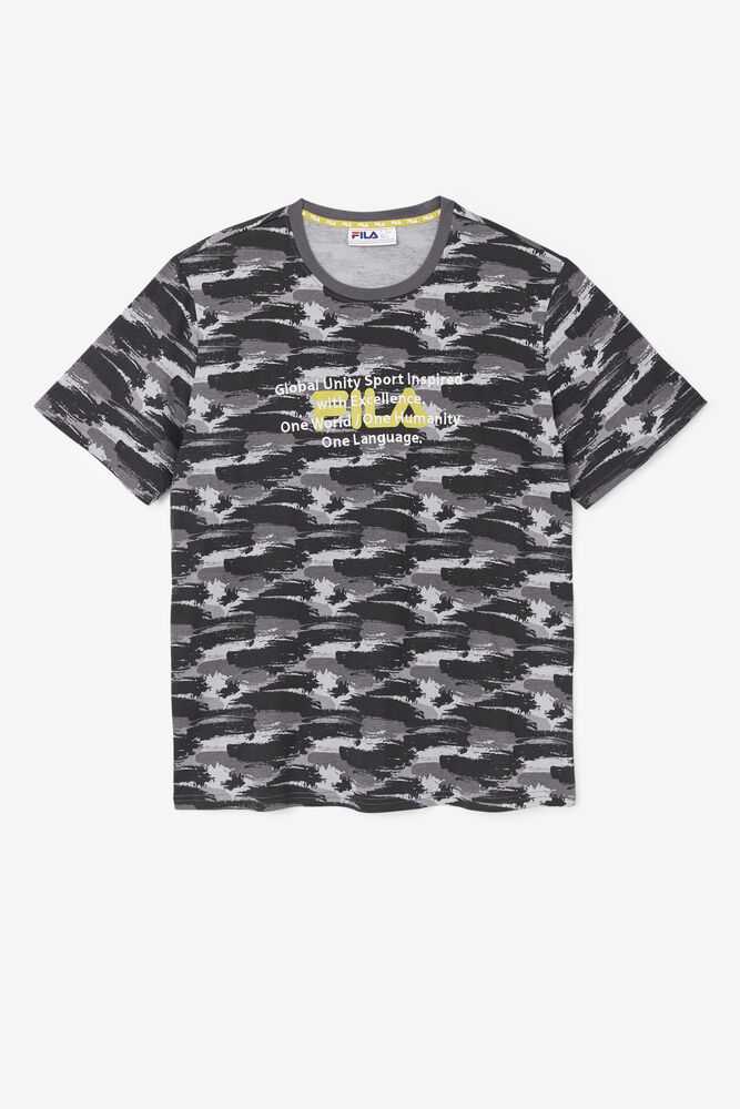 Grey Camo Men's FILA Pepacton T-shirts | USA-309251