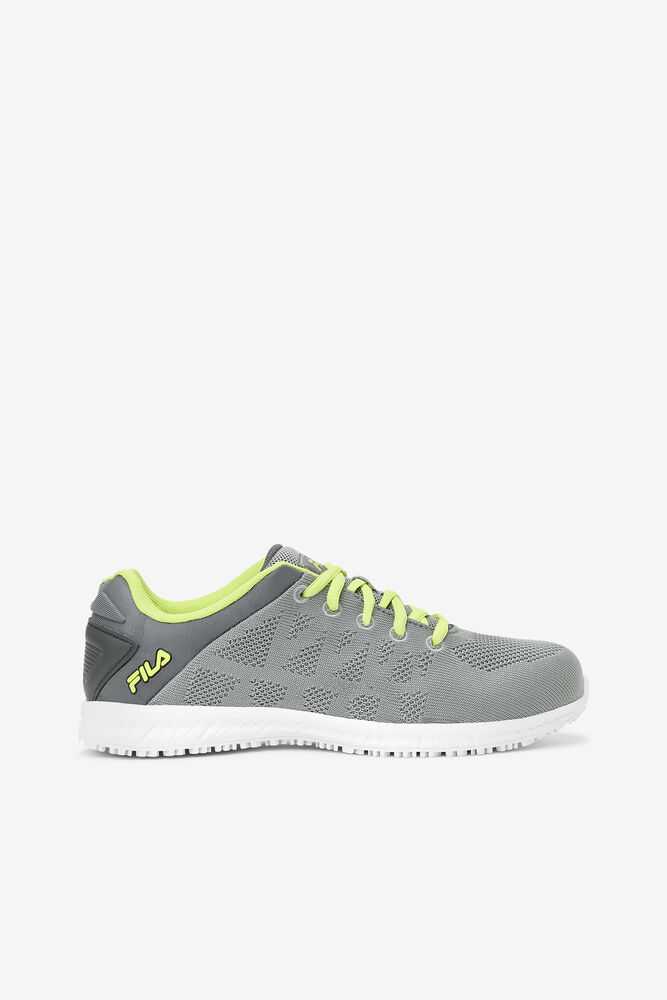 Grey Light Green Women's FILA Memory Techknit Slip Resistant Shoes | USA-15137