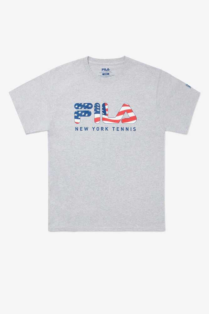 Grey Men's FILA Nyc Tennis Shirts | USA-16029