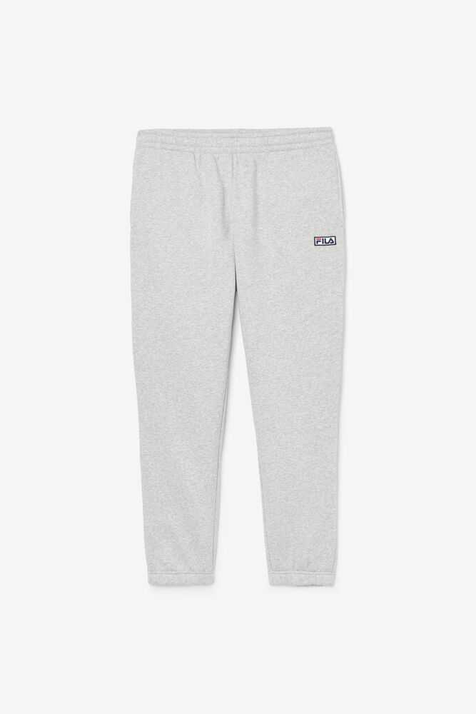 Grey White Men's FILA Garin Fleece Sweatpants | USA-162053