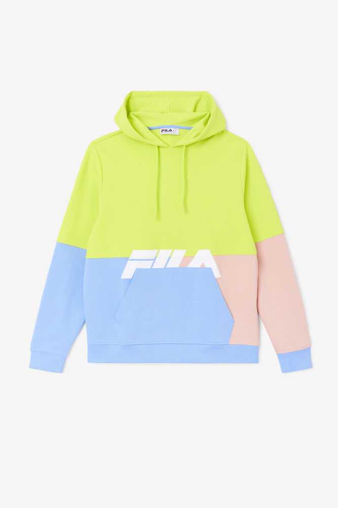 Light Green Flower Blue Coral Men's FILA Madu Sweatshirt | USA-726403