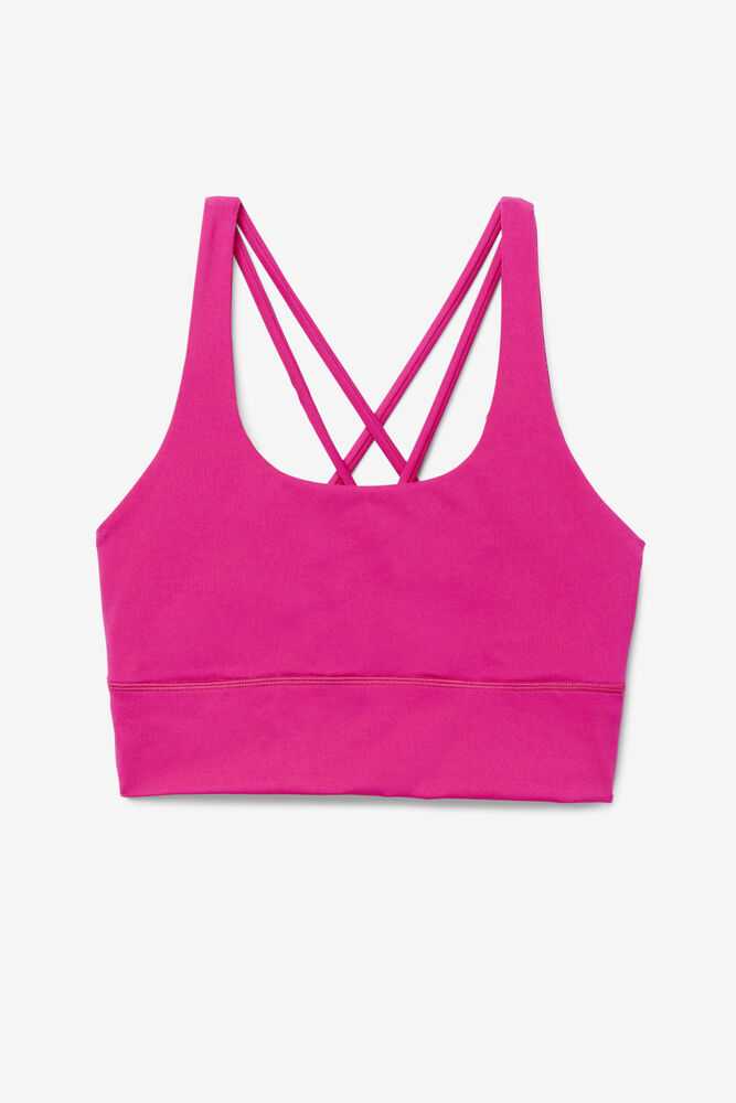 Light Pink Women's FILA Uplift Cross Back Sport Bra | USA-15464