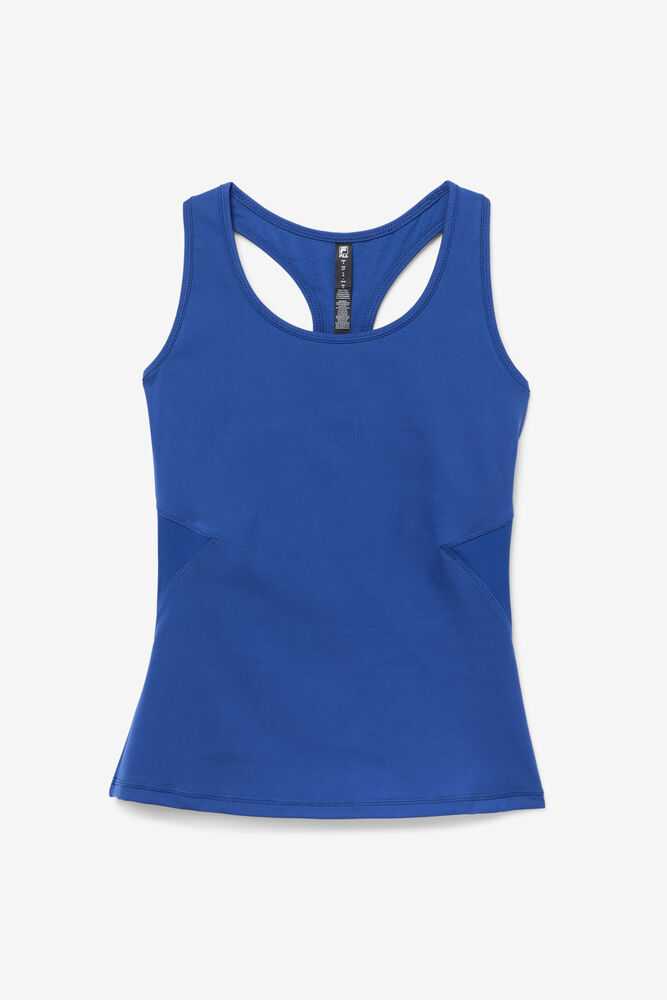 Navy Black Women's FILA Uplift Open Workout Tank | USA-15397