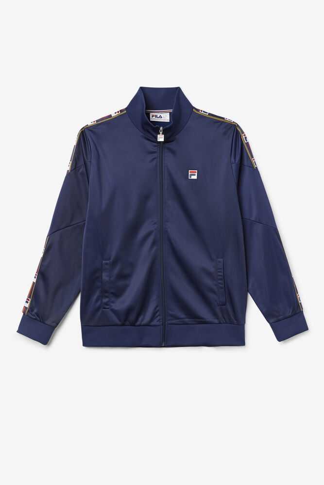 Navy Men's FILA Carson Track Jackets | USA-16168