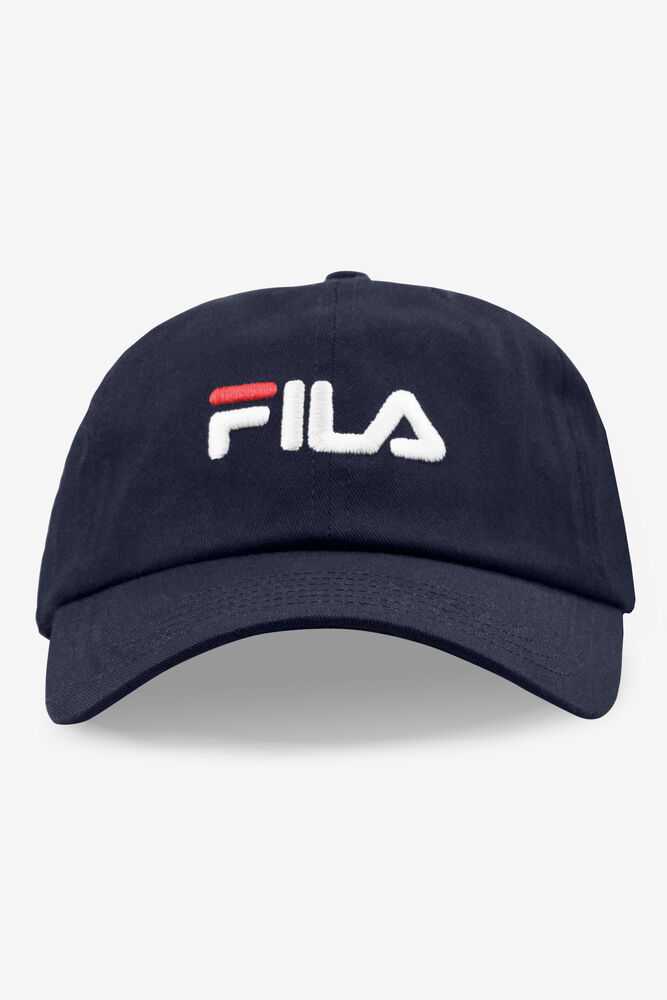 Navy Men's FILA Embroidered Baseball Cap | USA-16148