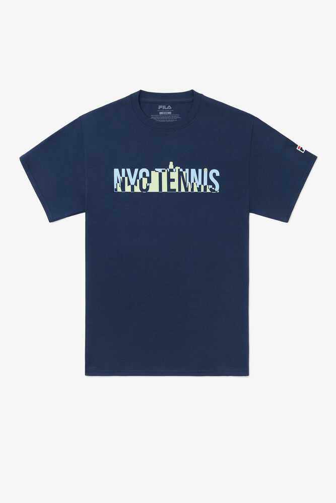 Navy Men's FILA Nyc Tennis Shirts | USA-16028