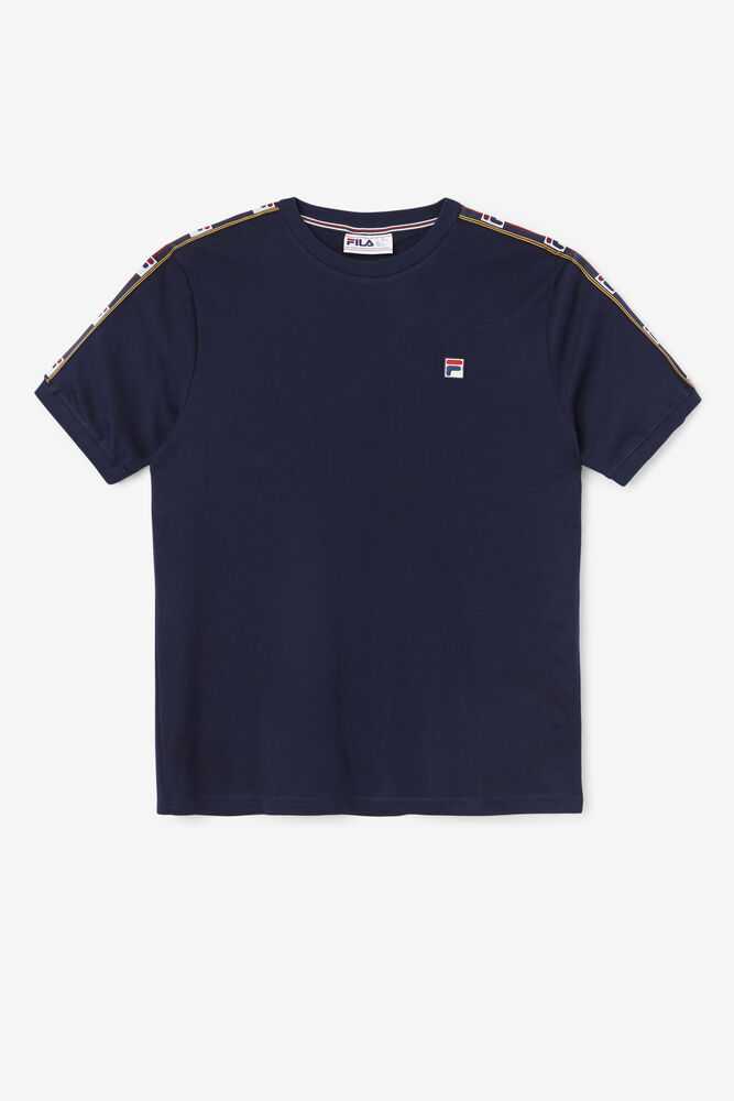 Navy Men's FILA Oliver T-shirts | USA-951047