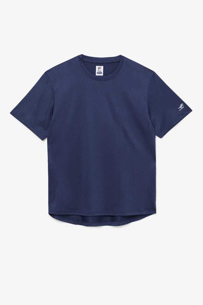 Navy Men's FILA Pickleball Scallop Hem T-shirts | USA-16087