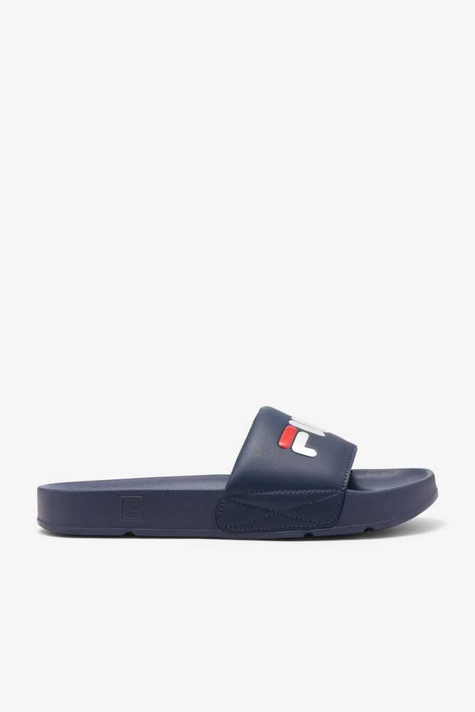 Navy Red White Men's FILA Drifter Flip Flops | USA-16128