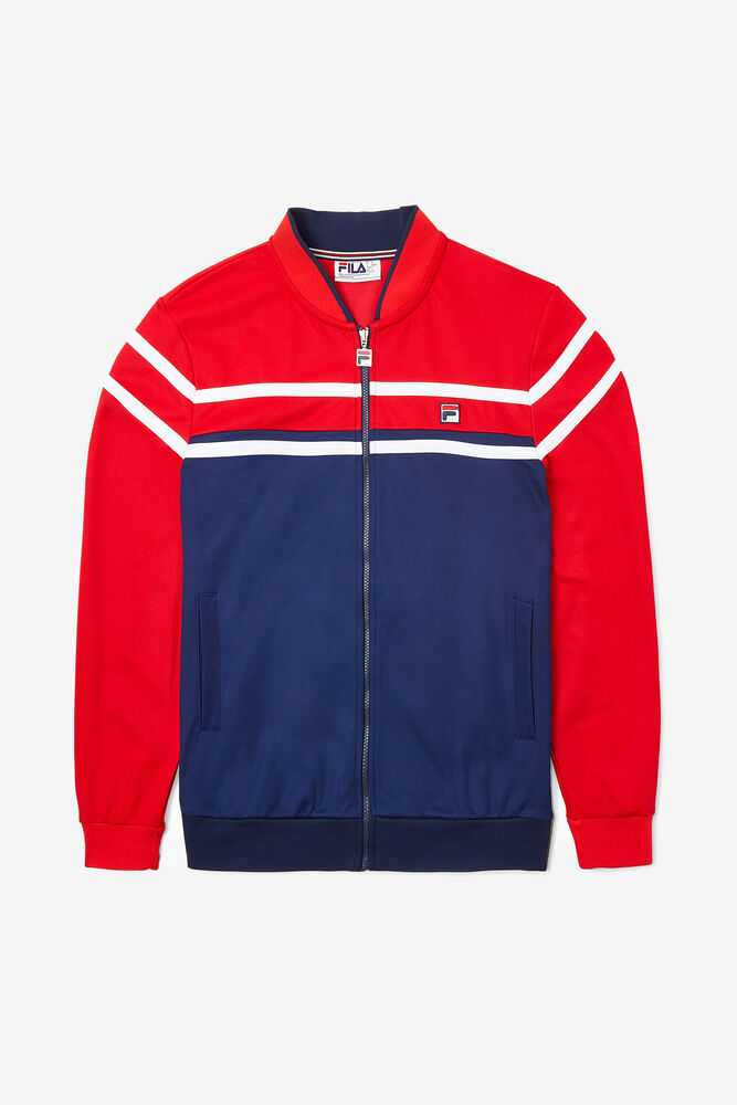 Navy Red White Men's FILA Naso Track Jackets | USA-16182