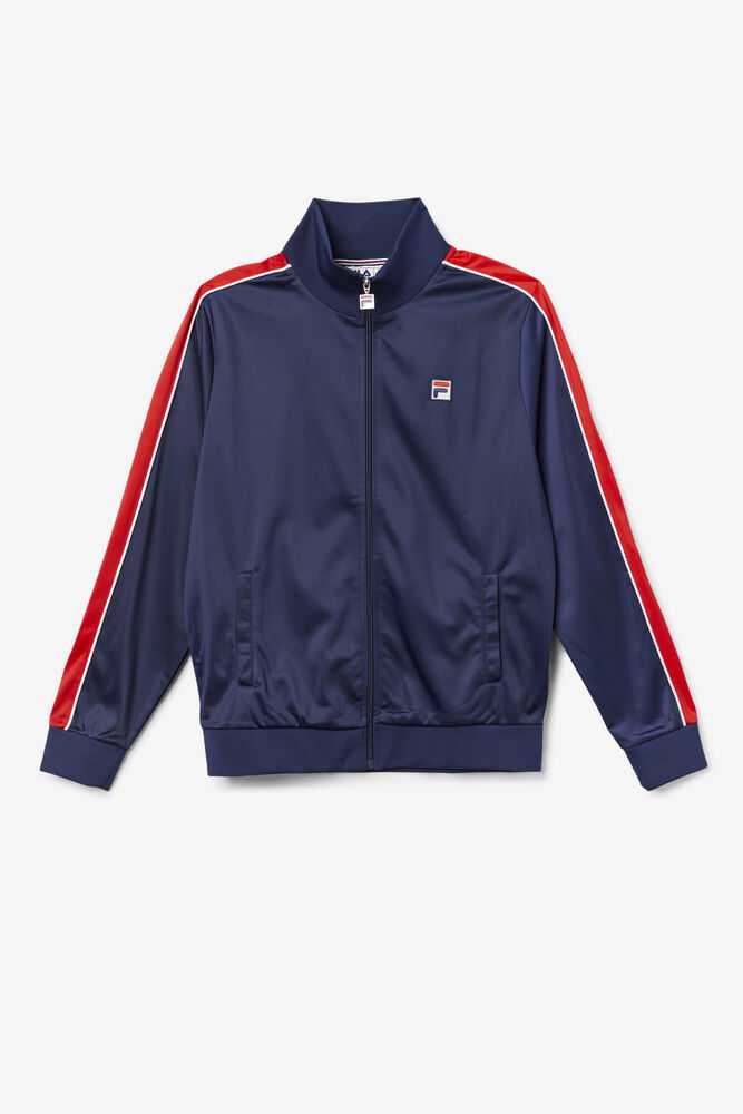 Navy Red White Men's FILA Wicks Track Jackets | USA-821037